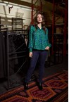 STELLA BUTTON BLOUSE - blue damsk